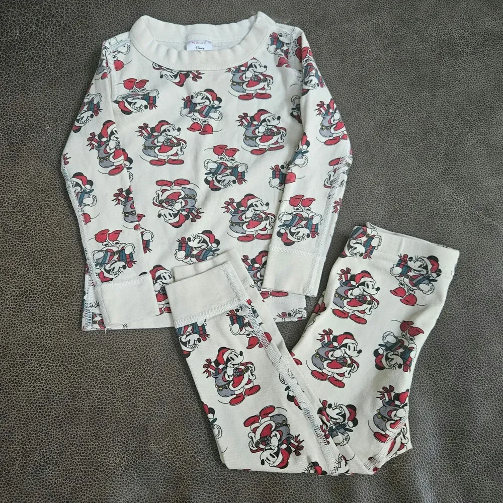 Hanna Andersson Disney Christmas Mickey Minnie Organic Cotton Pajama Set 3T 90cm